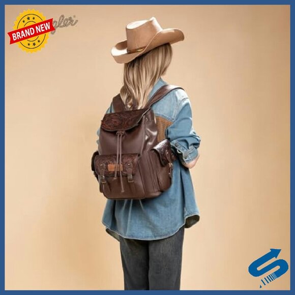Floral Tooled Western Backpack Purse 30L Laptop Travel Bag